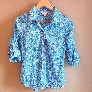 Lilly Pulitzer 100% Cotton Button Down Top, Womens Size 2